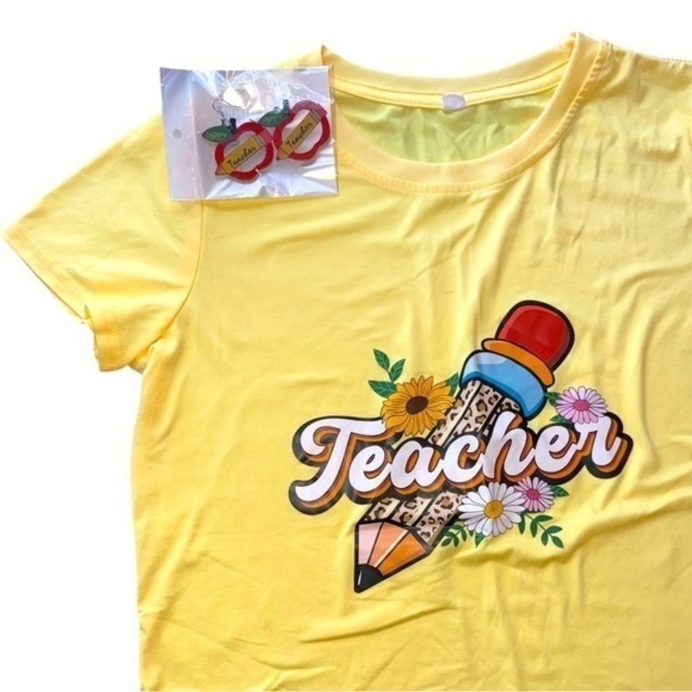 Teacher Shirt with Earrings Size Small